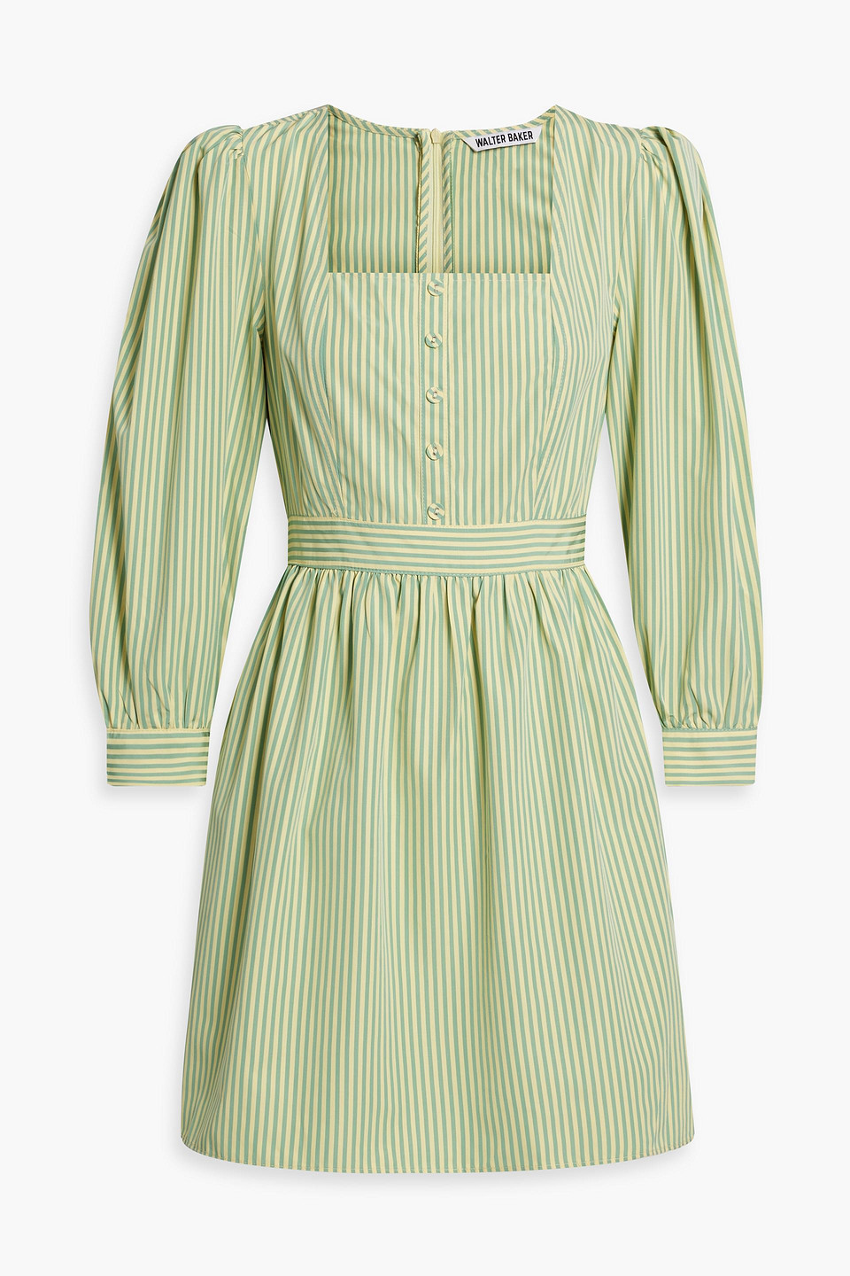 Shop Walter Baker Sadia Gathered Striped Poplin Mini Dress In Pastel Yellow