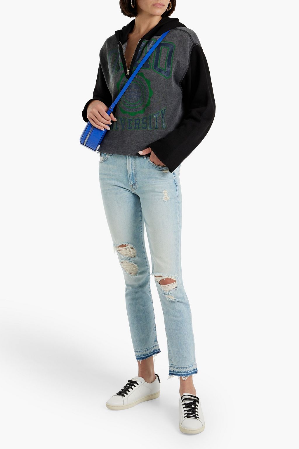 MOTHER The Rascal Ankle Undone distressed mid-rise slim-leg jeans