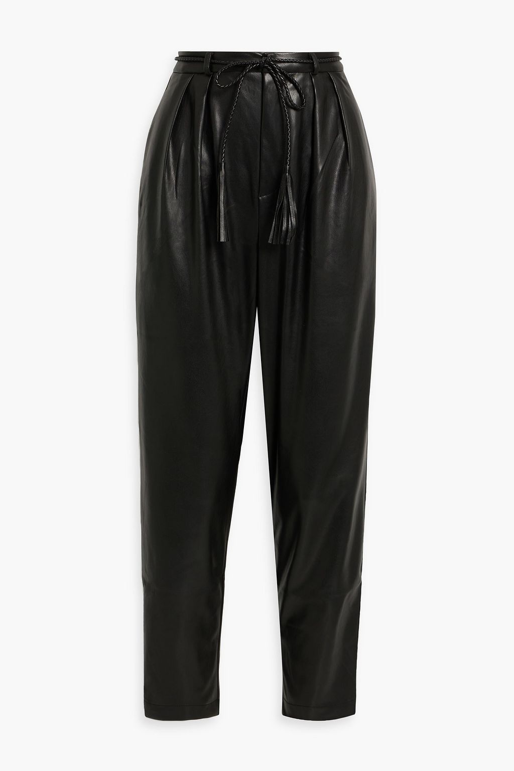 MOTHER The Twisty Tie Bounce pleated faux leather tapered pants