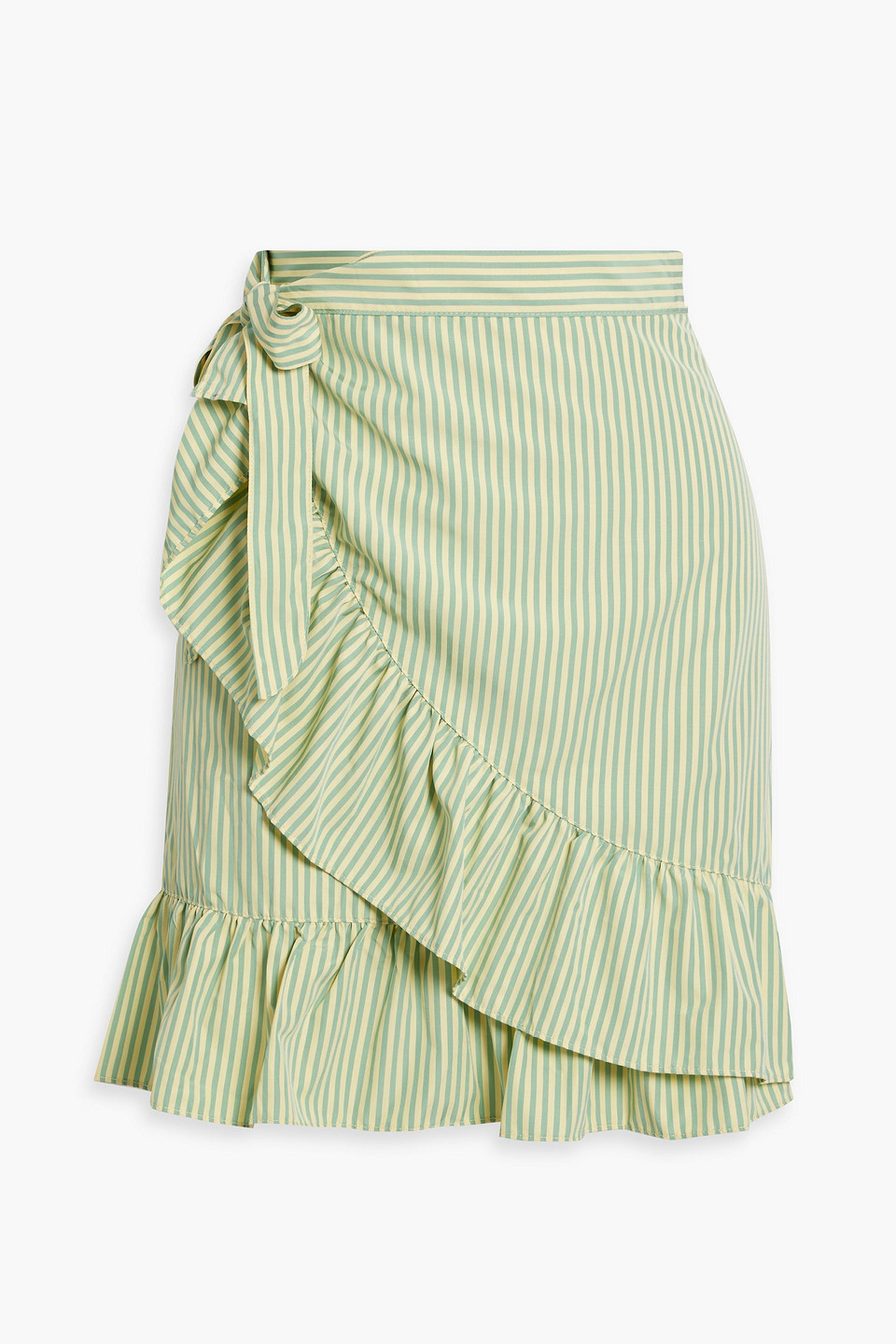Walter Baker Sonny Stripe Faux Wrap Skirt In Lemon Teal
