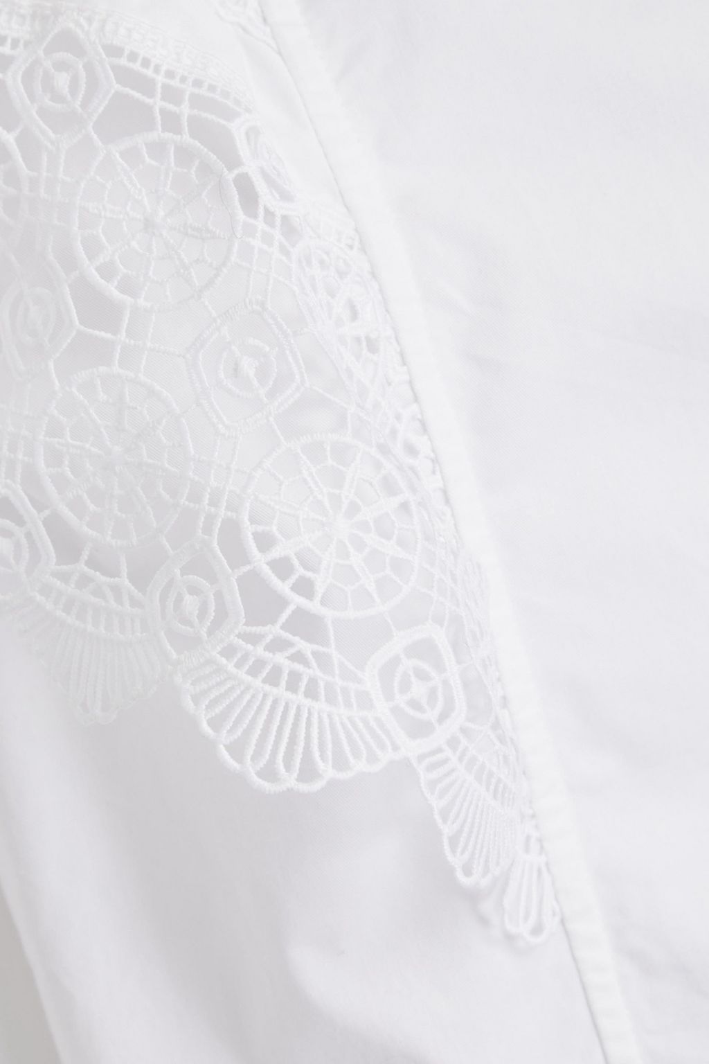 GANNI Macramé-trimmed cotton-poplin blouse