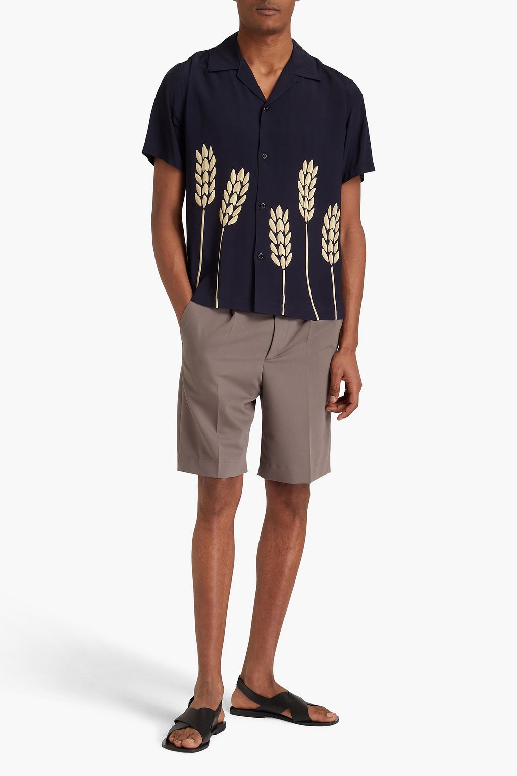 SANDRO Printed crepe de chine shirt