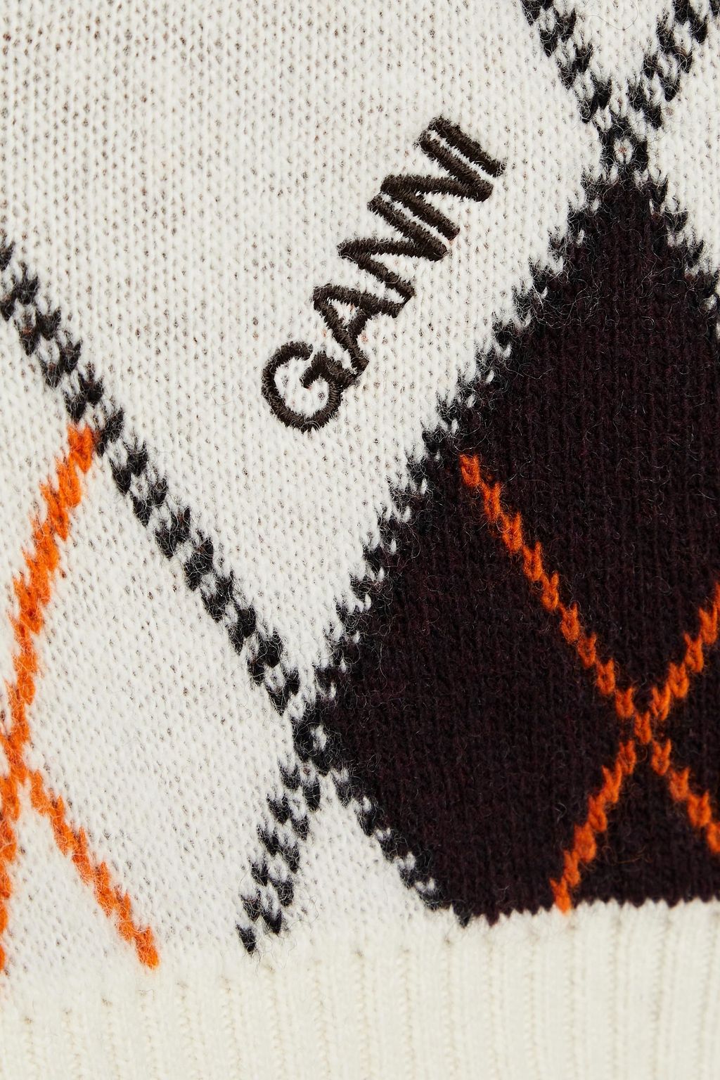 GANNI Harlequin argyle jacquard-knit wool-blend vest