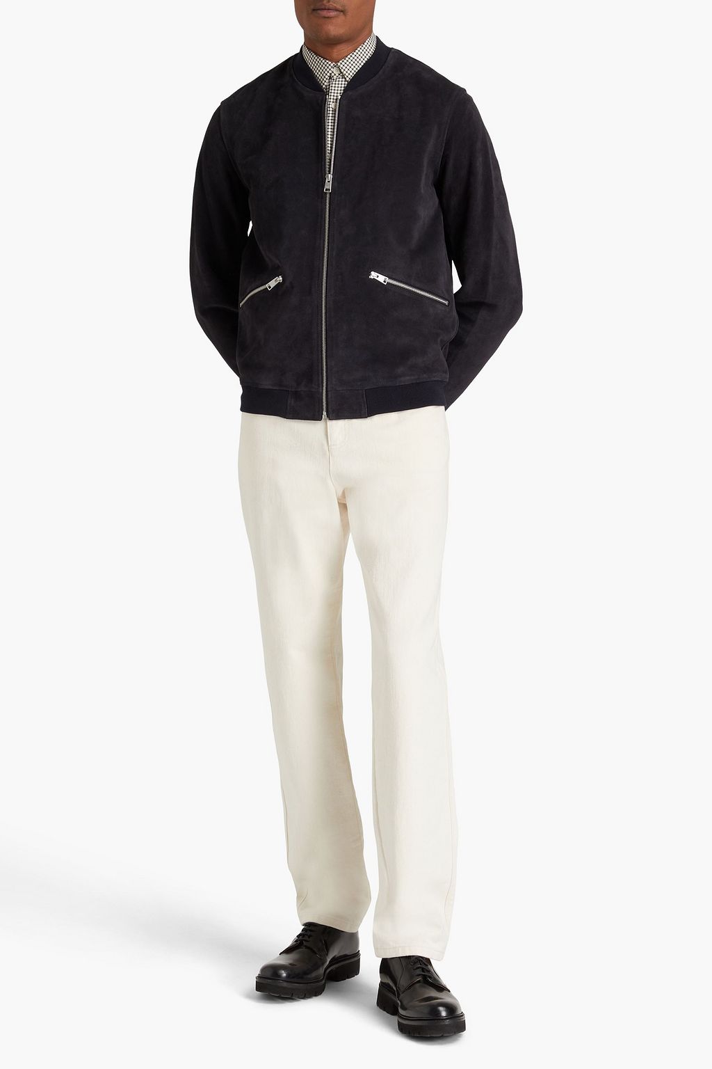 SANDRO Monaco suede bomber jacket