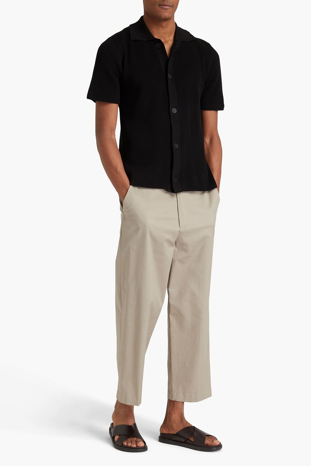 SANDRO Antone ribbed cotton shirt