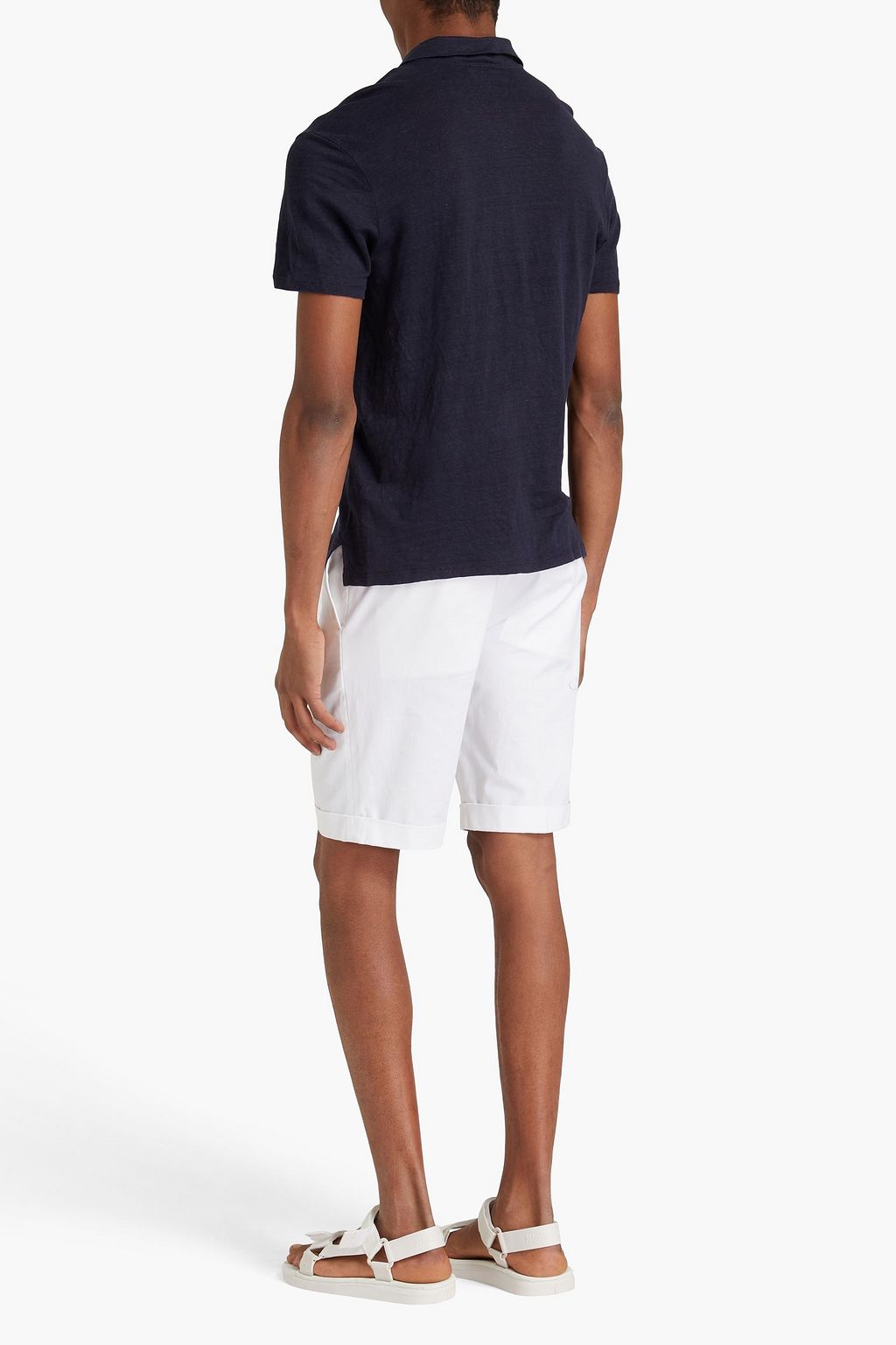 SANDRO Beach linen-jersey polo shirt