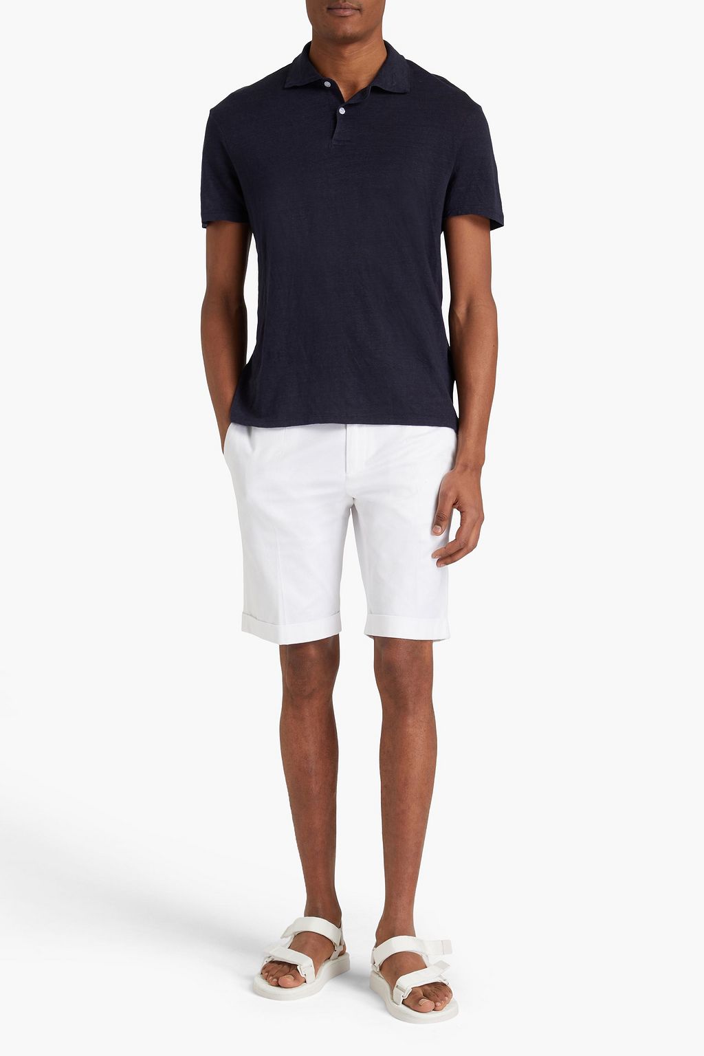 SANDRO Beach linen-jersey polo shirt