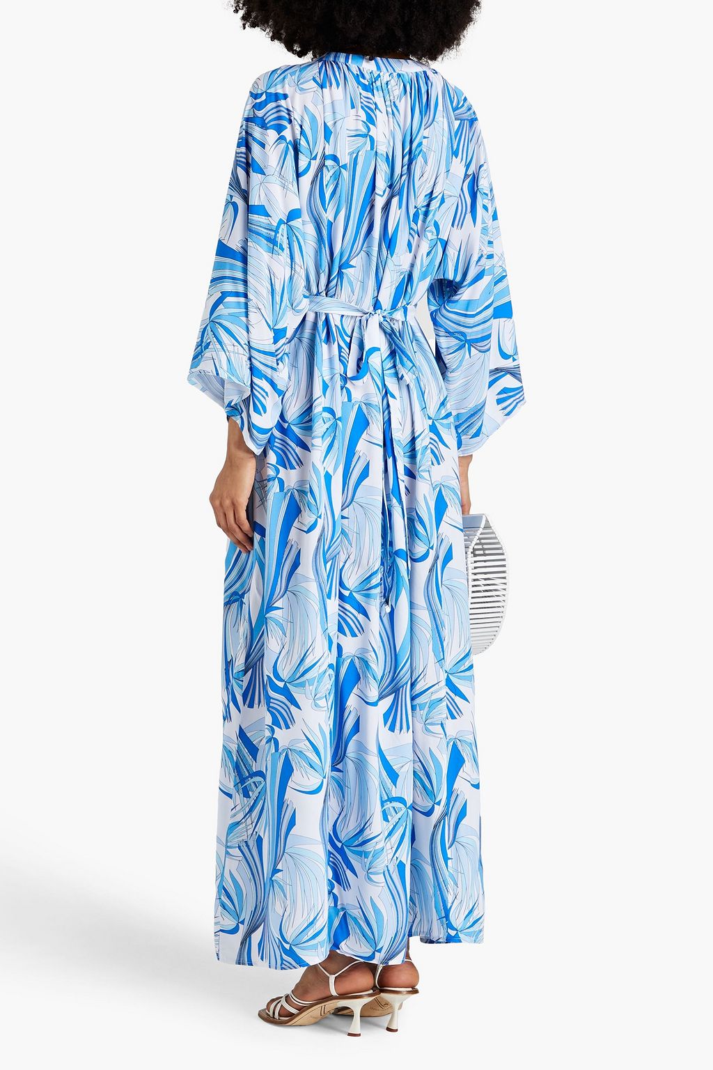 MELISSA ODABASH Natalie lace-up printed woven maxi dress