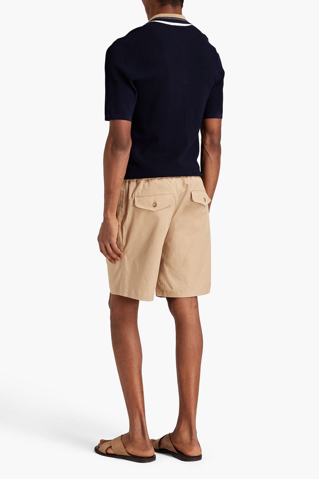 SANDRO Ribbed-knit polo shirt