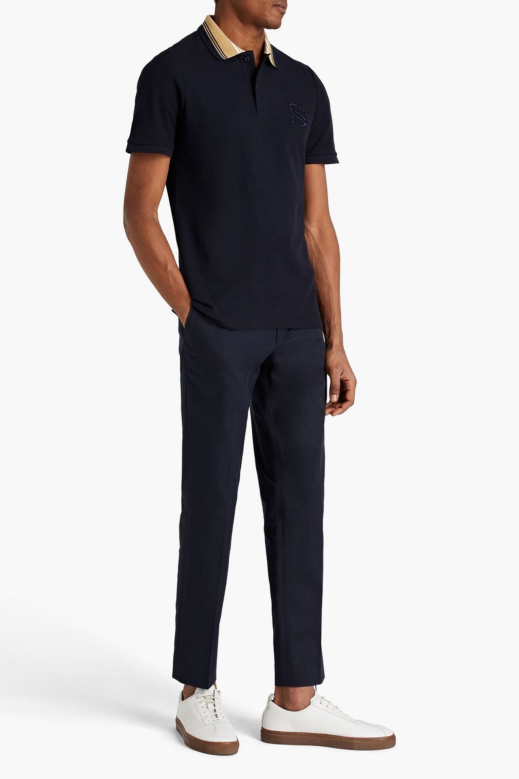SANDRO Cotton-piqué polo shirt