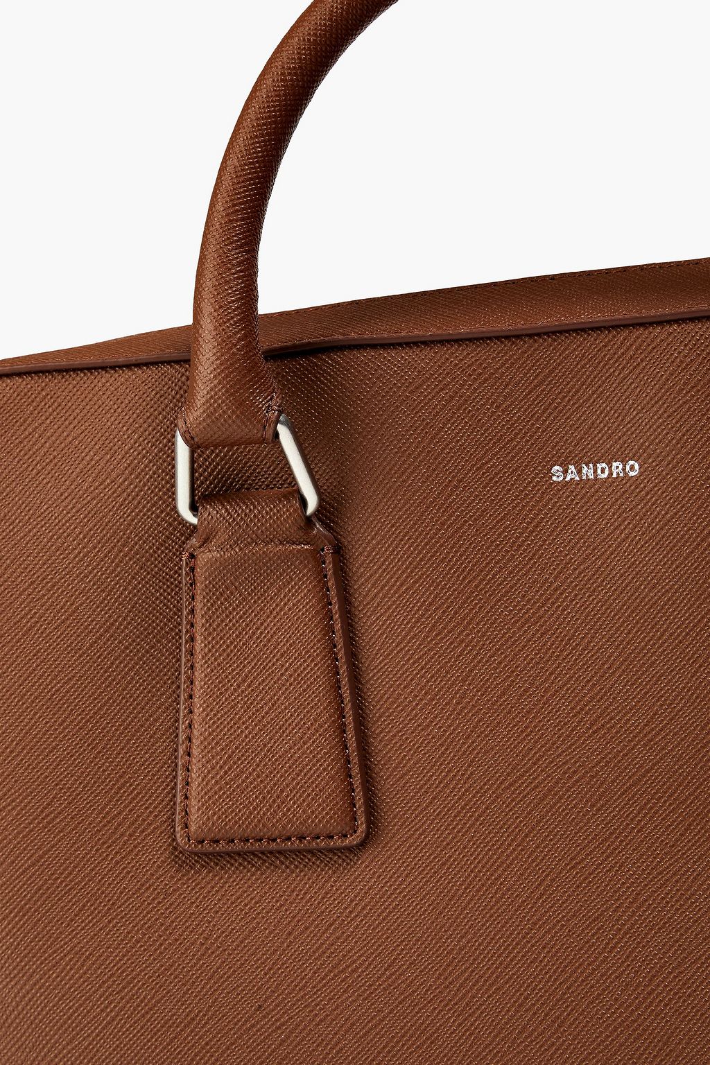SANDRO Downtown textured-leather laptop bag