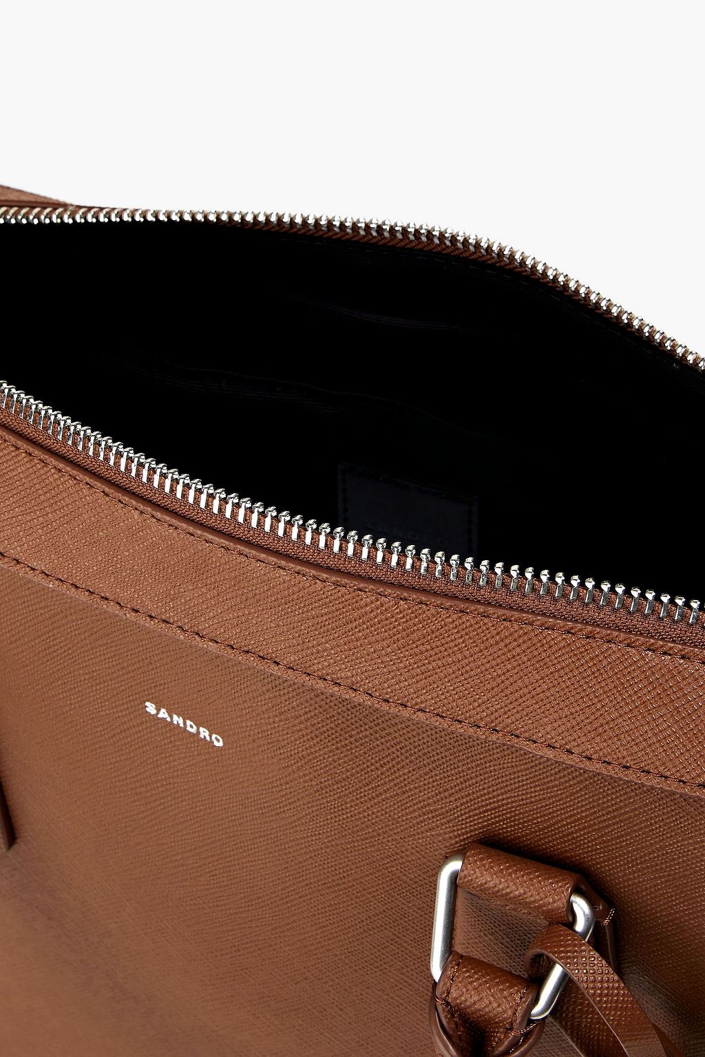 SANDRO Downtown textured-leather laptop bag