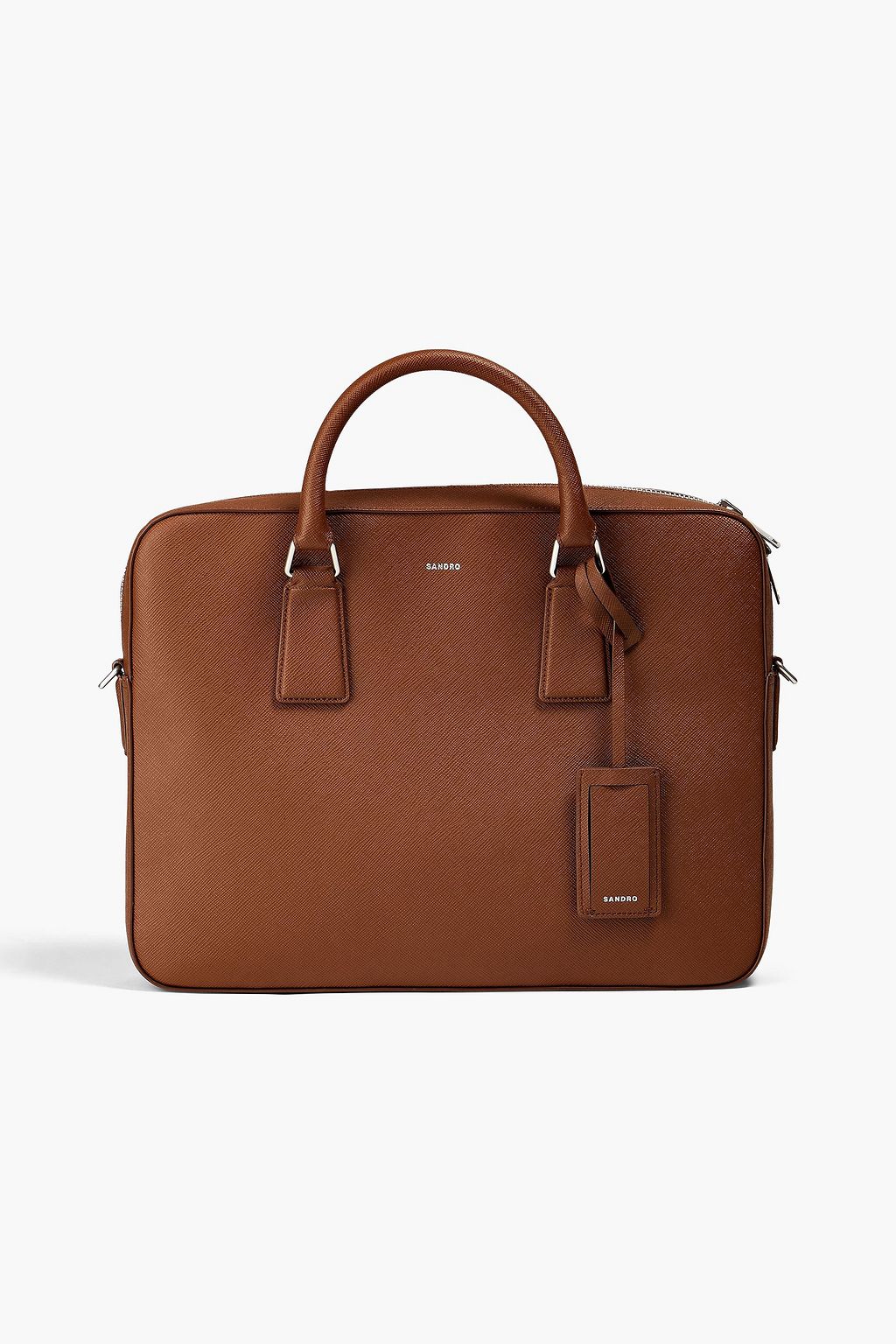 SANDRO Downtown textured-leather laptop bag