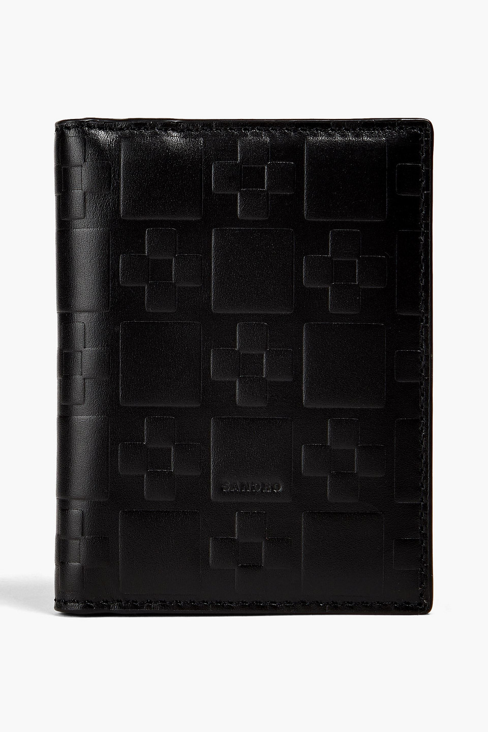 Sandro Embossed Textured-leather Wallet In Black