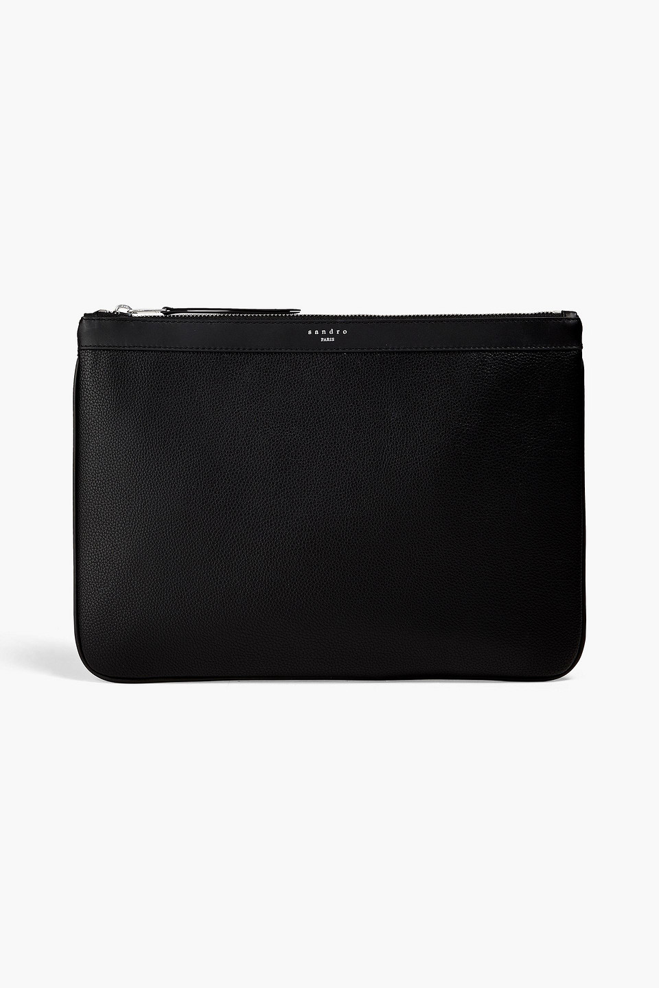 Sandro Faux Pebbled Leather Pouch In Black