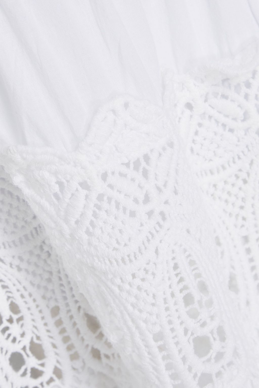 MELISSA ODABASH Vanessa gathered crocheted lace and woven mini dress