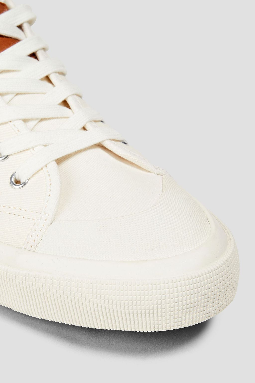 SANDRO Leather, suede and canvas sneakers