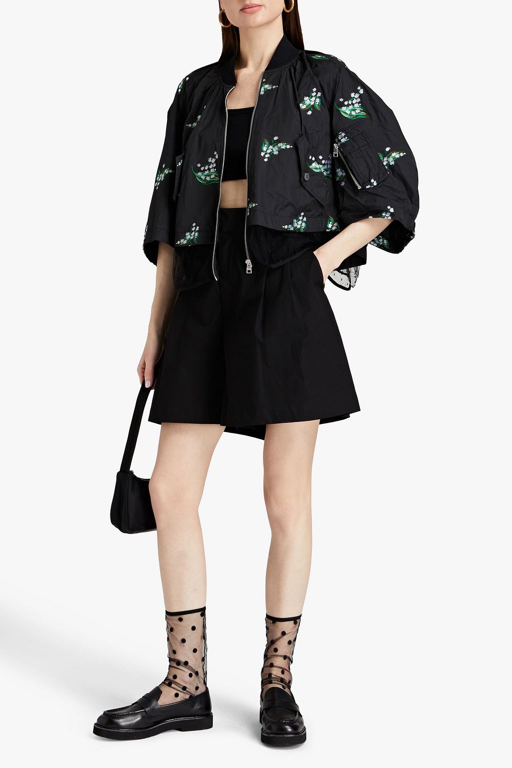 REDVALENTINO شورت من البوبلين القطني المرن مزين بكسرات
