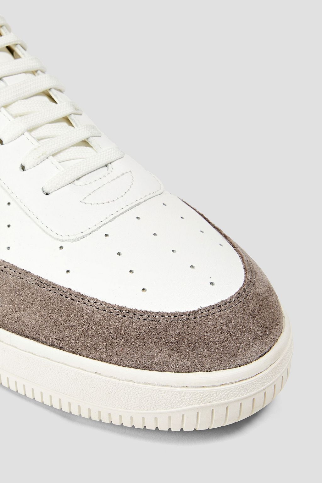 SANDRO Perforated leather and suede sneakers