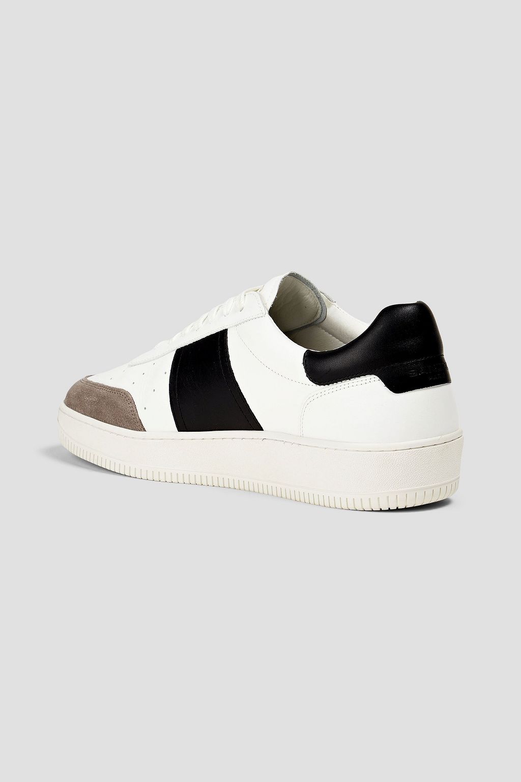 SANDRO Perforated leather and suede sneakers