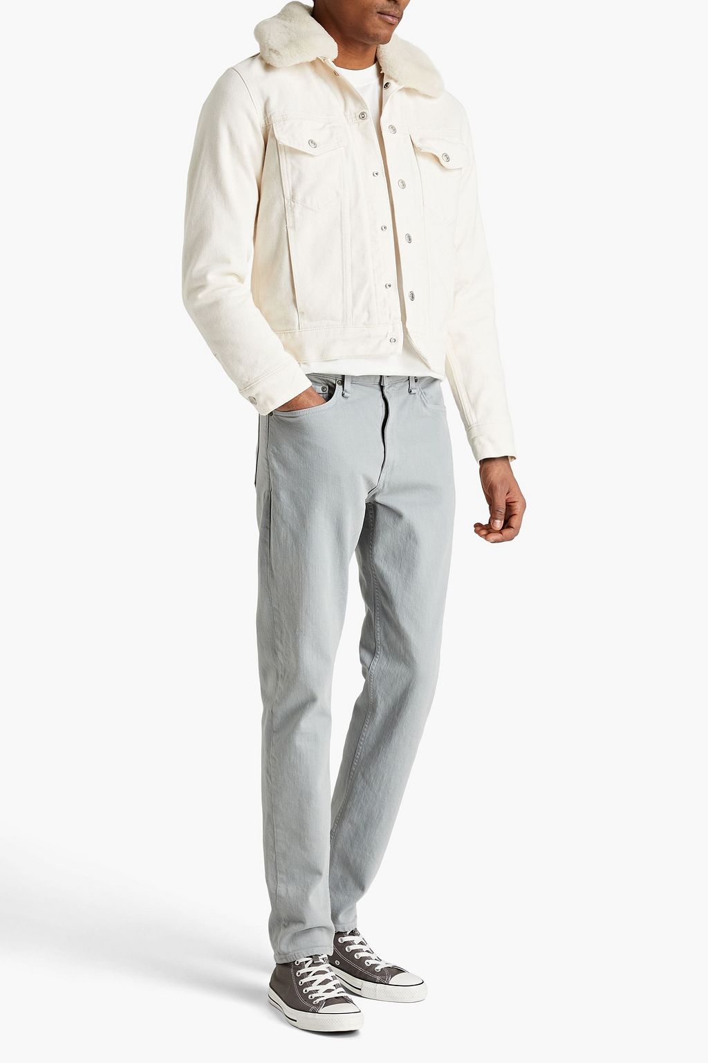 SANDRO Faux-shearling denim jacket