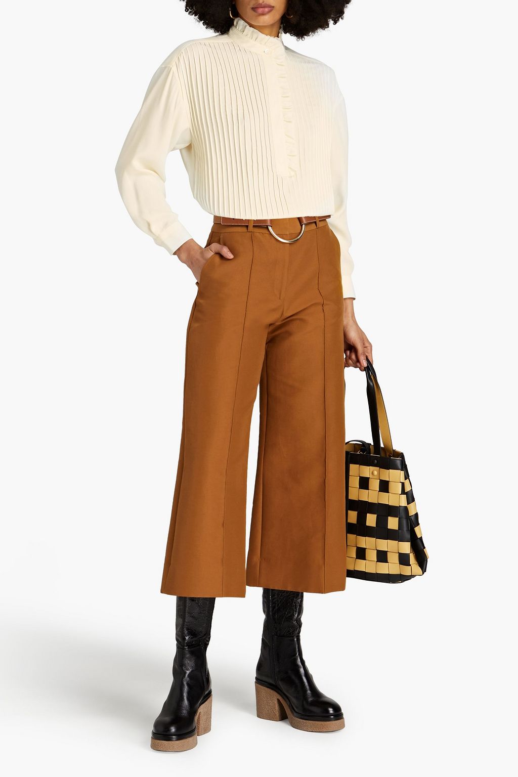 TORY BURCH Deneuve ruffled pintucked crepe de chine blouse