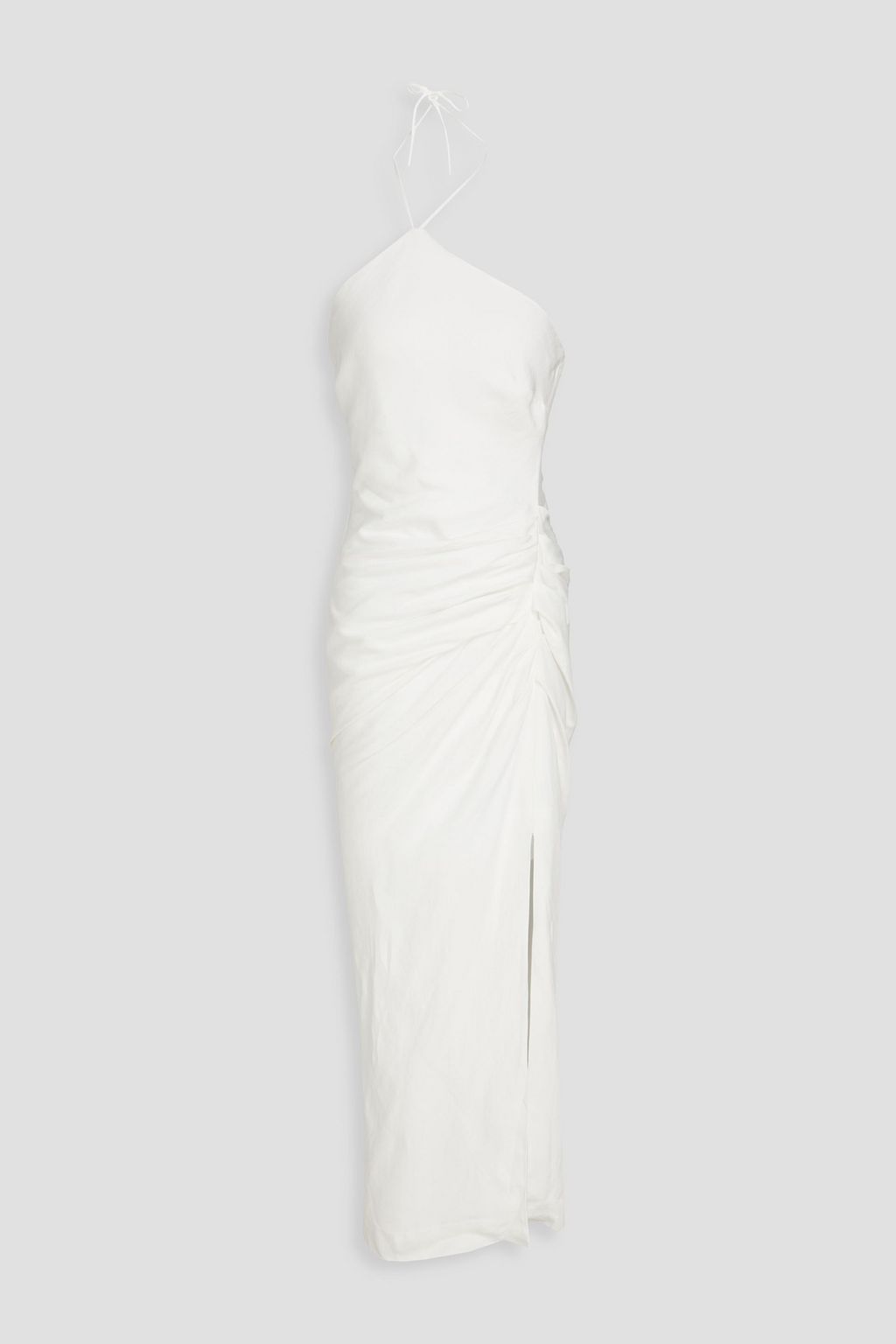 SIMKHAI Devon ruched twill halterneck midi dress | THE OUTNET