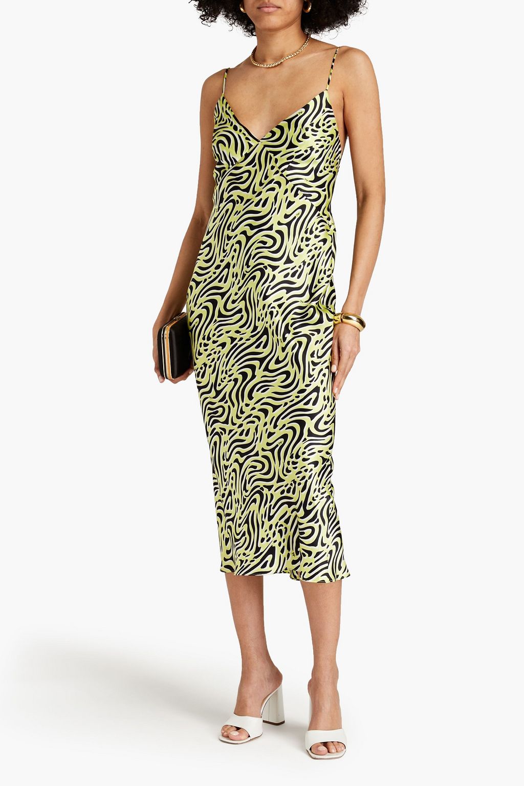 OLIVIA VON HALLE Issa printed silksatin midi slip dress Sale up to