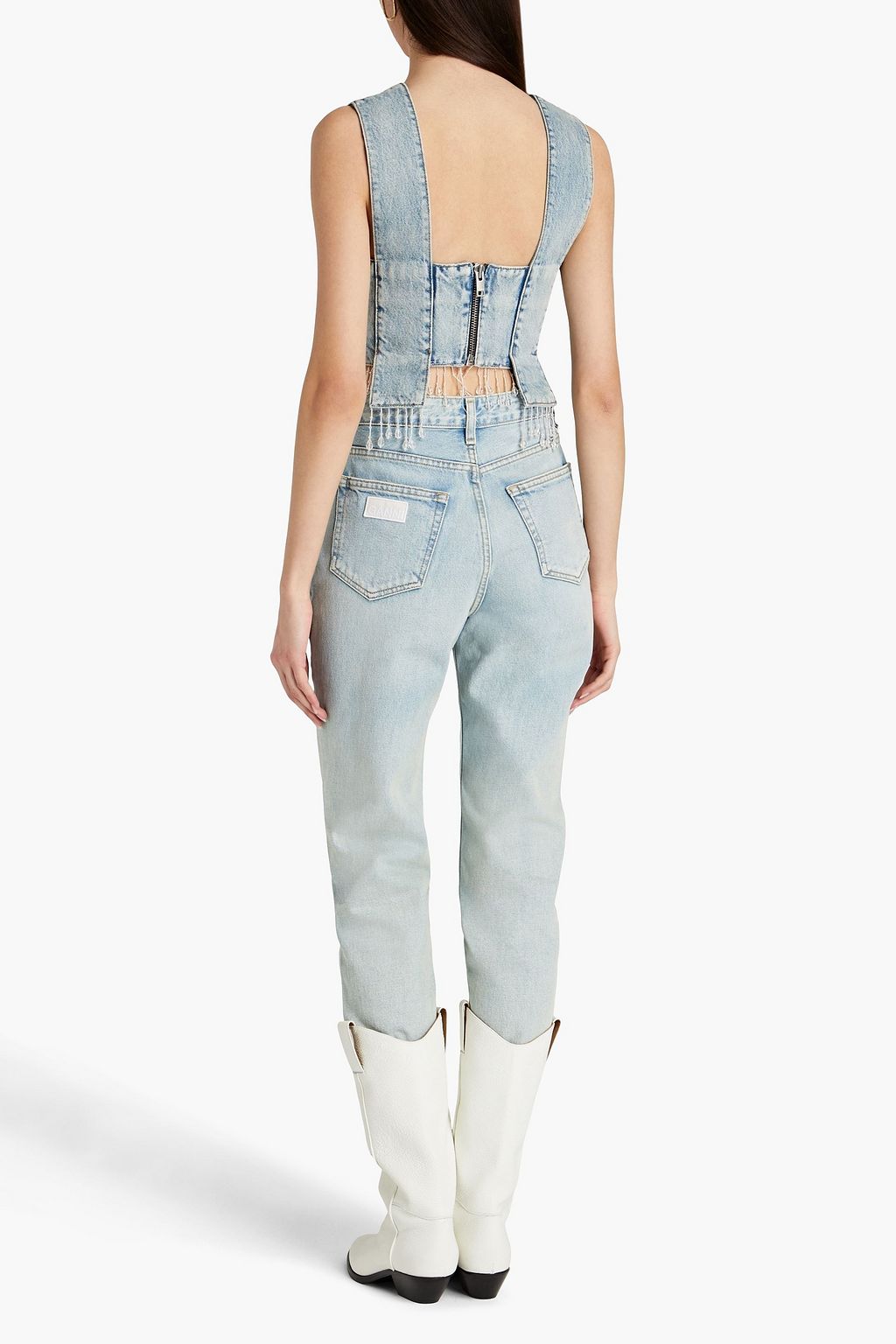 GANNI Faded high-rise straight-leg  jeans