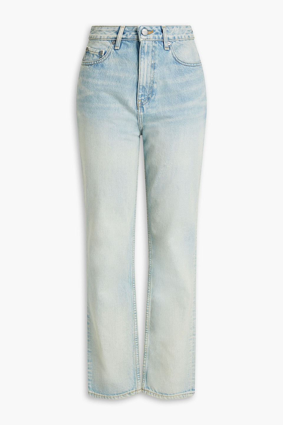 Ganni Faded High-rise Straight-leg Pants In Light Denim