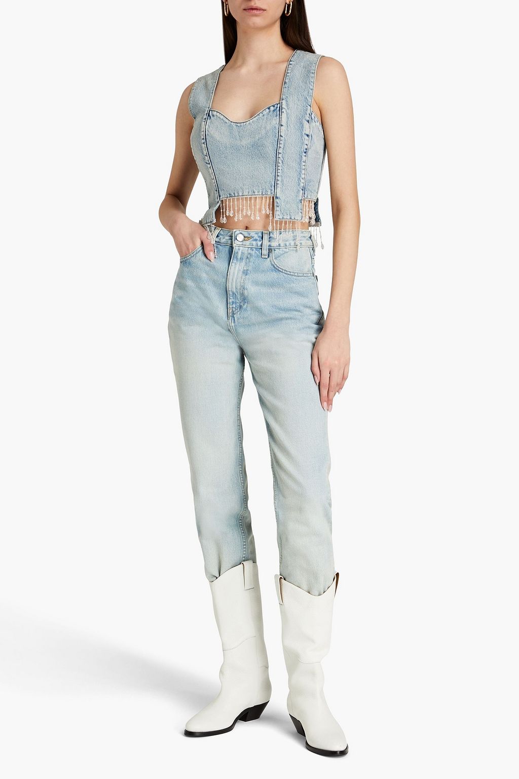 GANNI Faded high-rise straight-leg  jeans