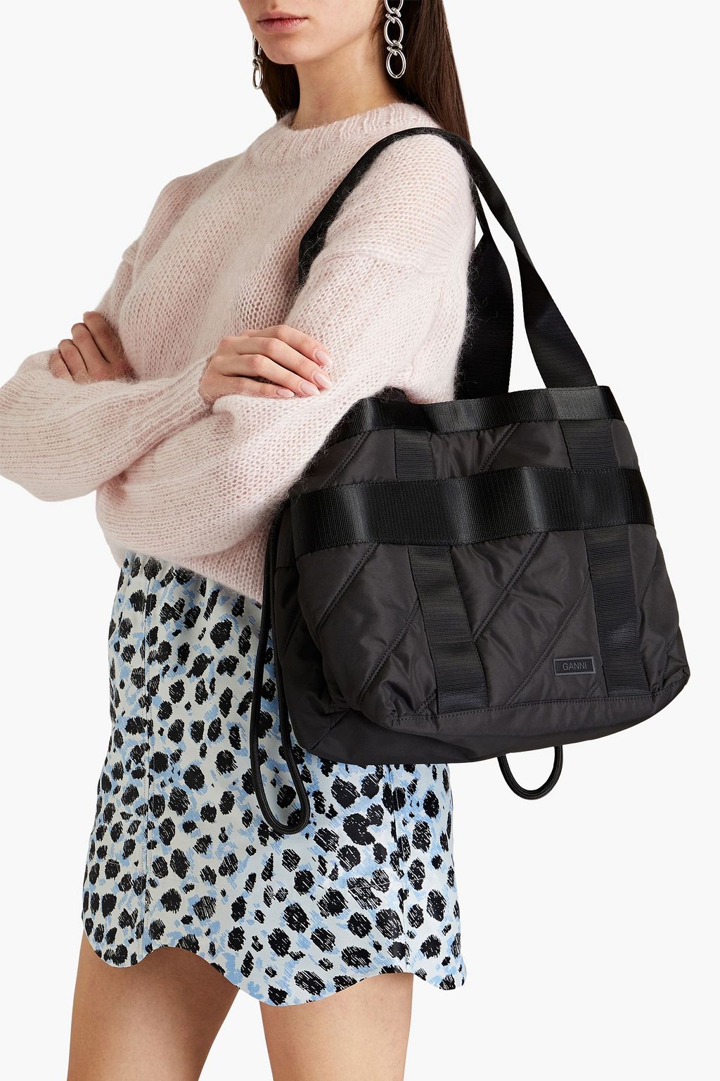 GANNI Quilted shell tote