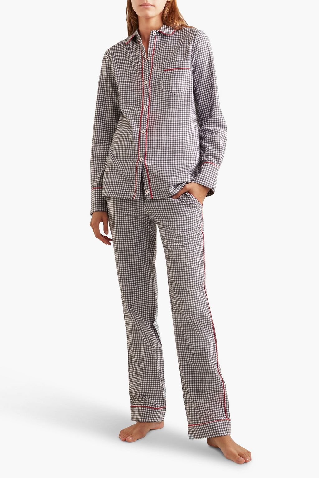 THREE J NYC Halle gingham cotton-flannel pajama set