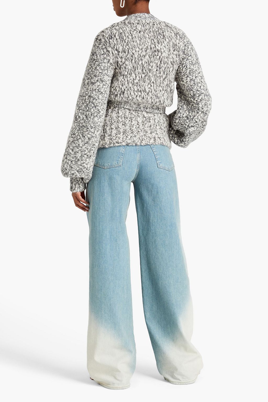GANNI Belted mélange alpaca-blend cardigan