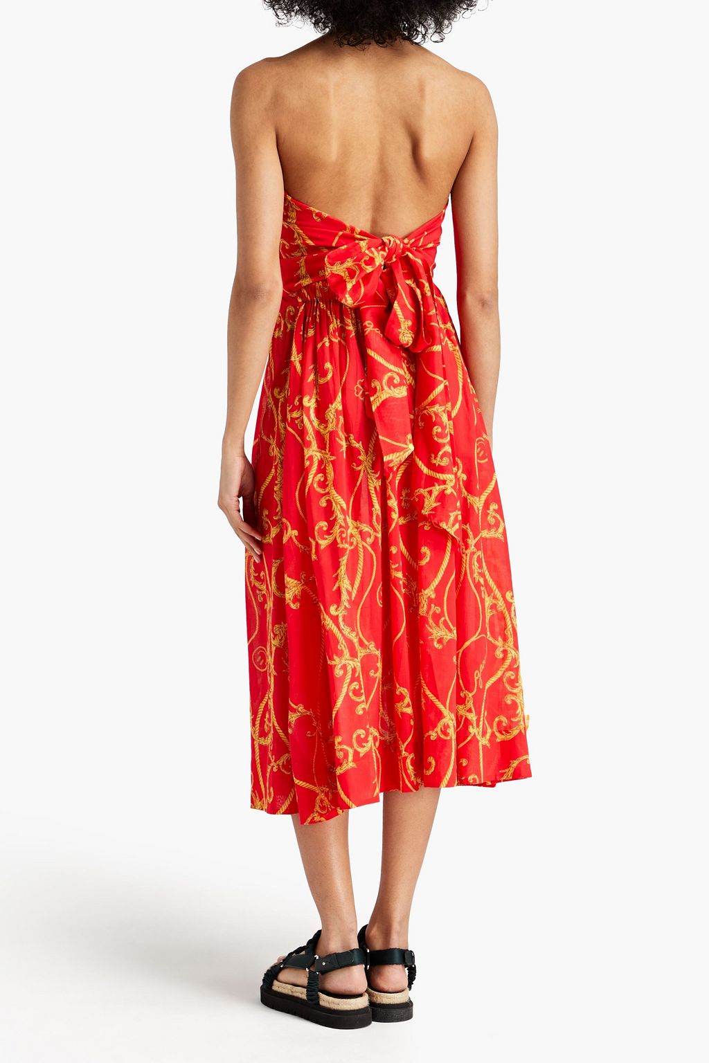 GANNI Convertible strapless cotton-voile midi dress