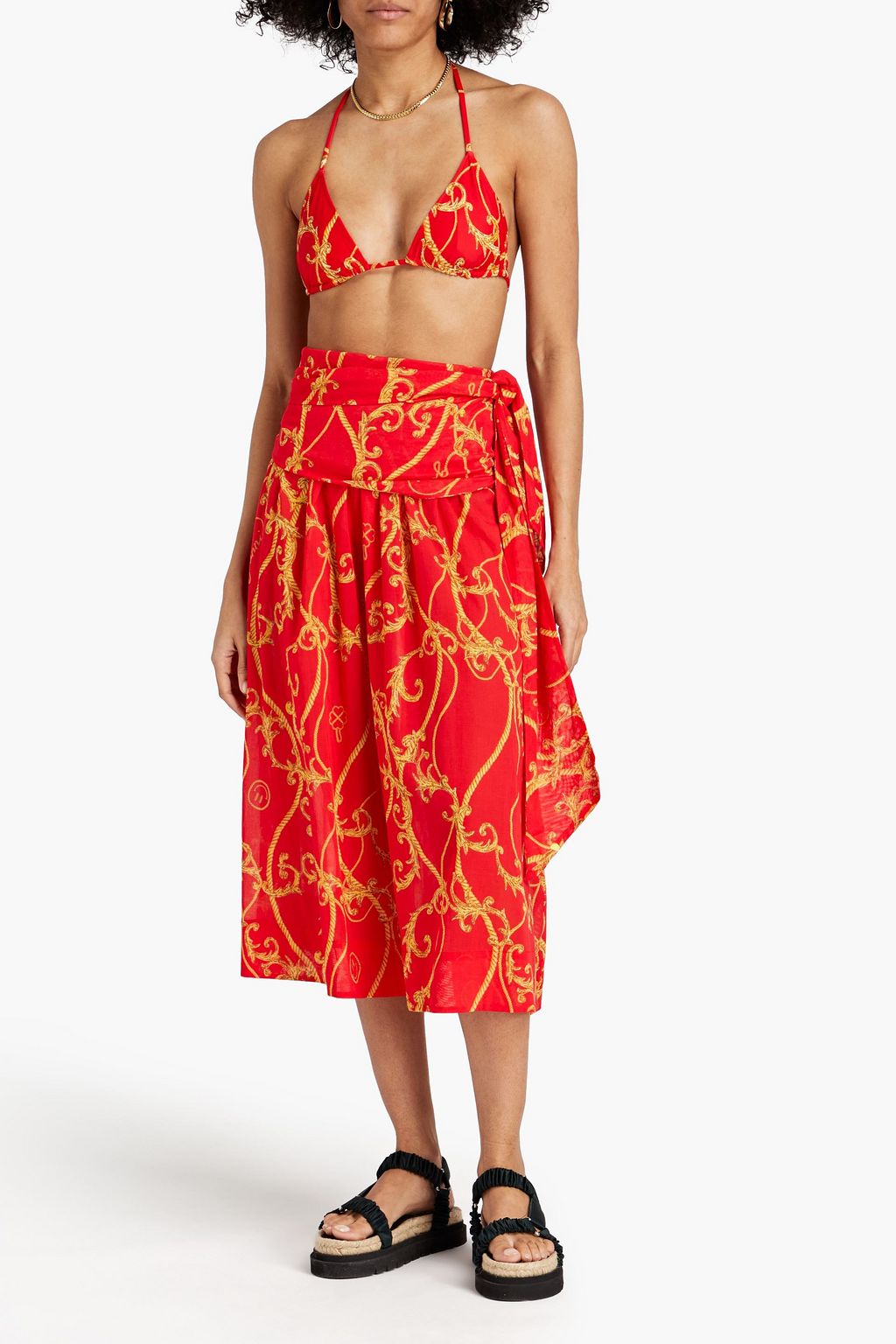 GANNI Convertible strapless cotton-voile midi dress