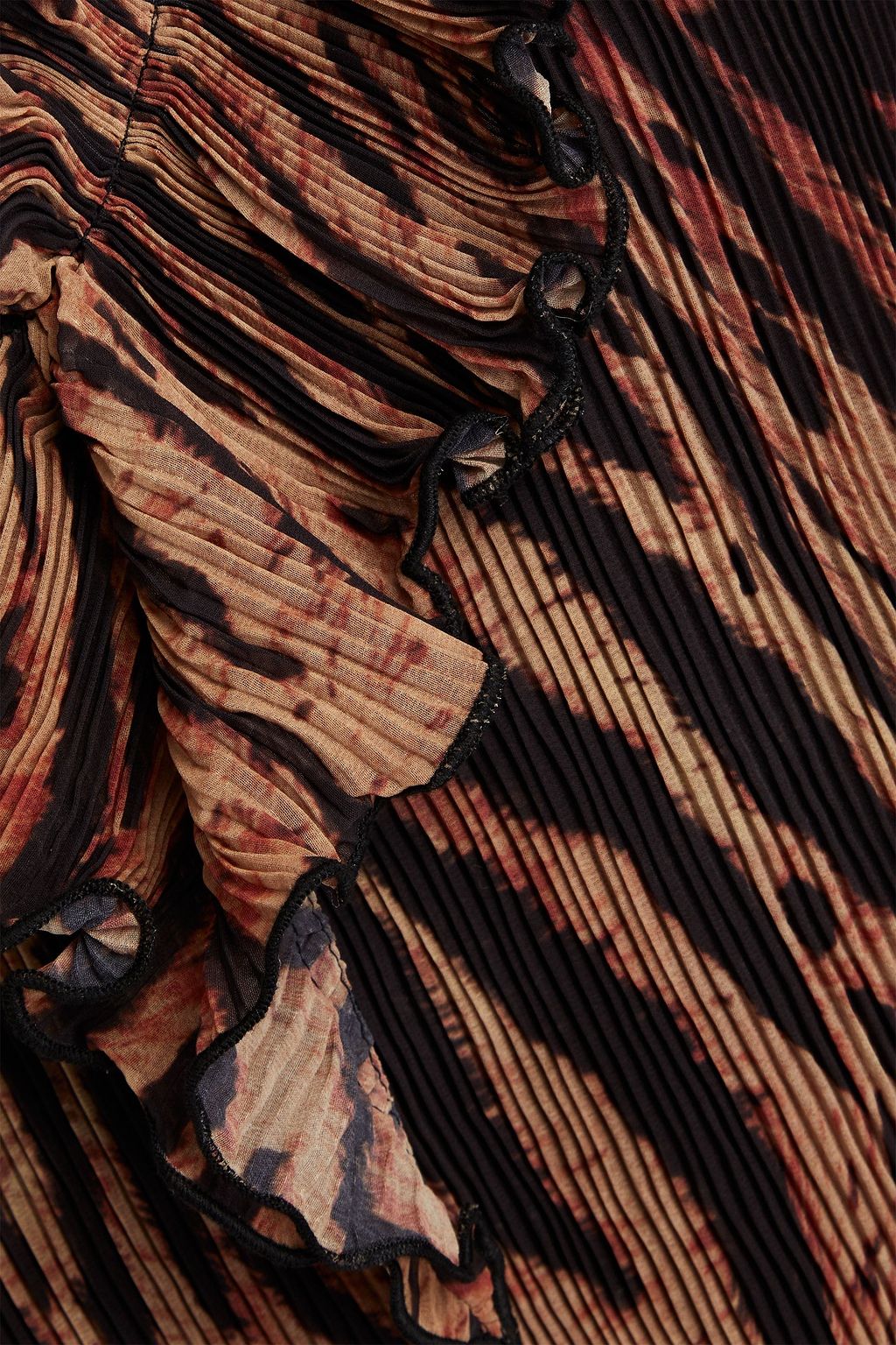 GANNI Ruffled tiger-print georgette blouse