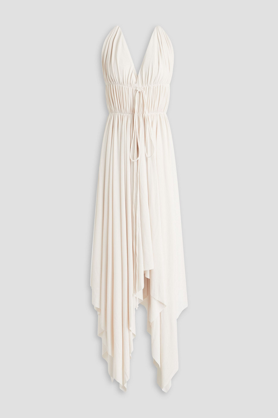 Norma Kamali Gathered Stretch-jersey Midi Dress In Ecru