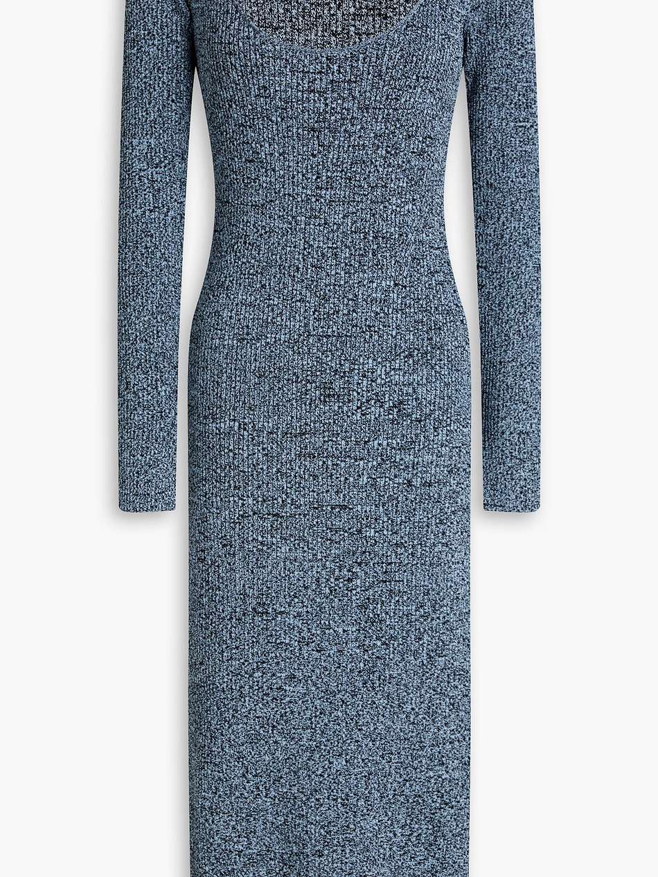 mélange ribbed-knit midi dress