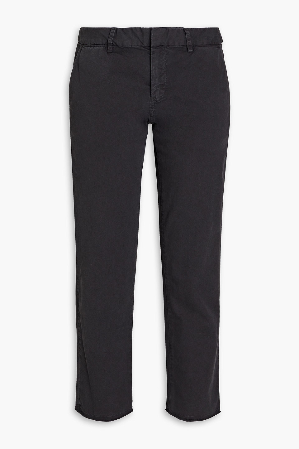 Shop Nili Lotan East Hampton Cropped Stretch-cotton Twill Slim-leg Pants In Charcoal