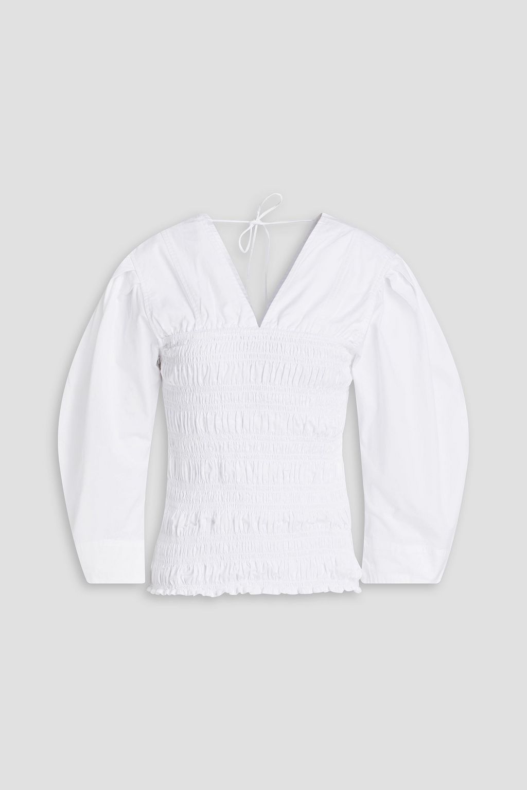 GANNI Shirred cotton-poplin blouse | THE OUTNET