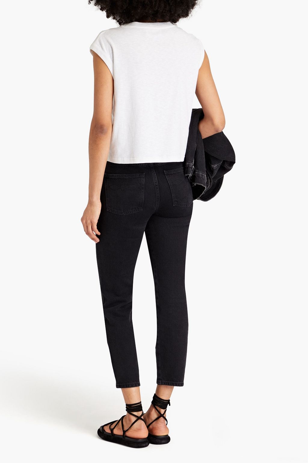 CLAUDIE PIERLOT Cropped studded slim-leg jeans
