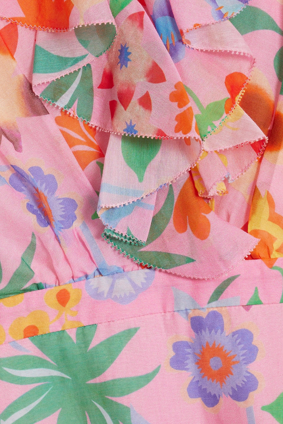 Saloni Cece Ruffled Floral print Cotton And Silk blend Voile Mini Dress In Multi ModeSens