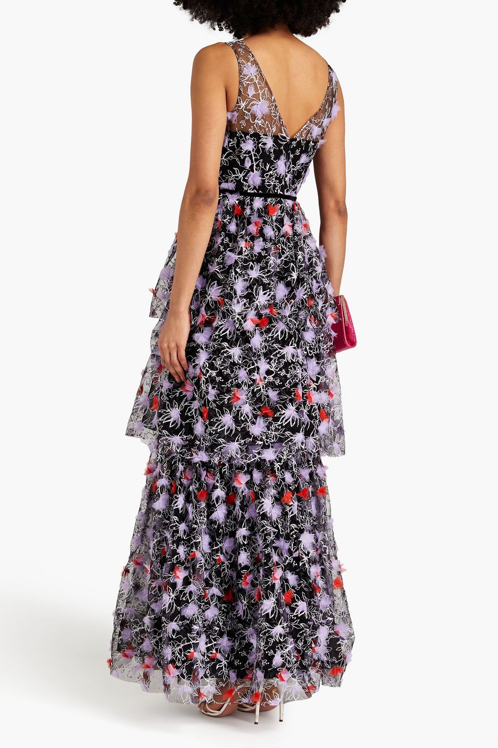 MARCHESA NOTTE Tiered embellished tulle gown