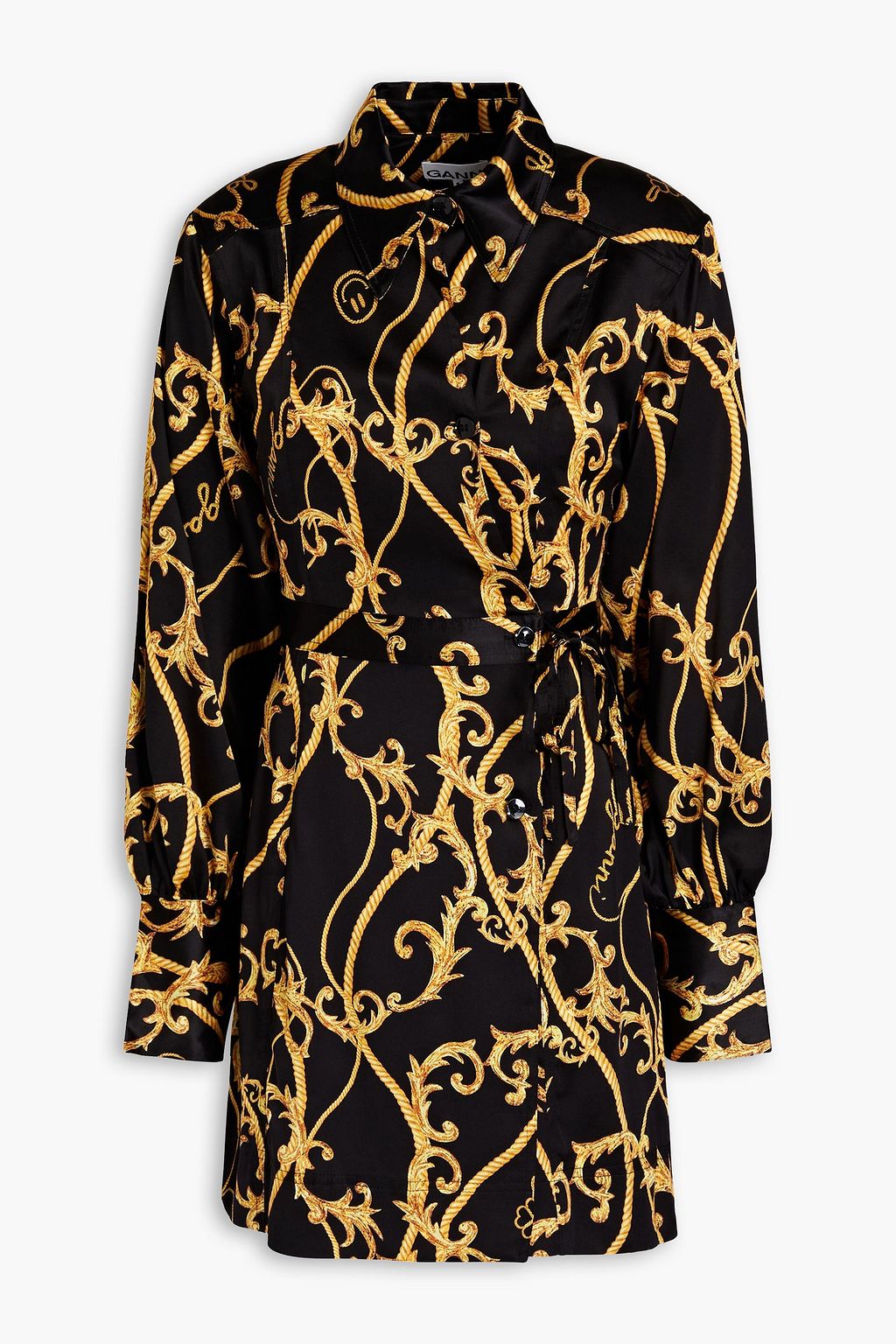 Ganni yellow silk discount dress