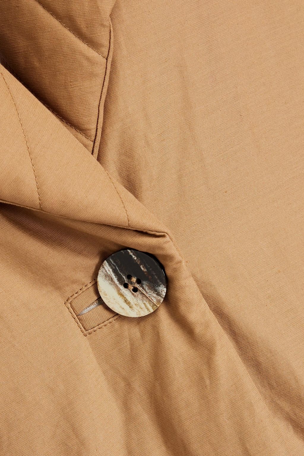 GANNI Oversized padded cotton and linen-blend coat