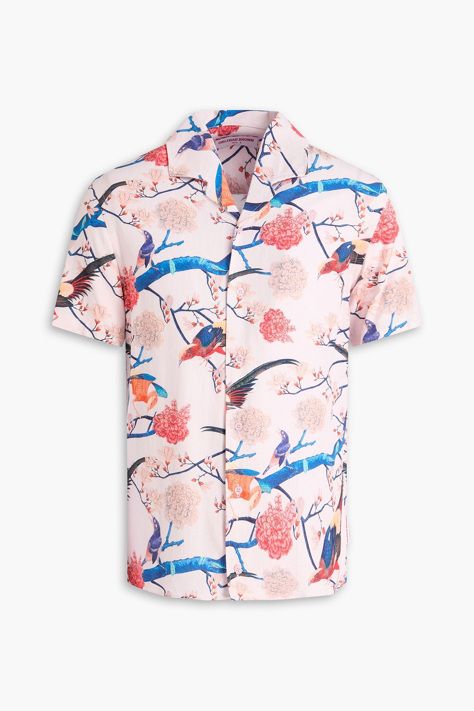 orlebar brown - hibbert printed piqué shirt - pink - s