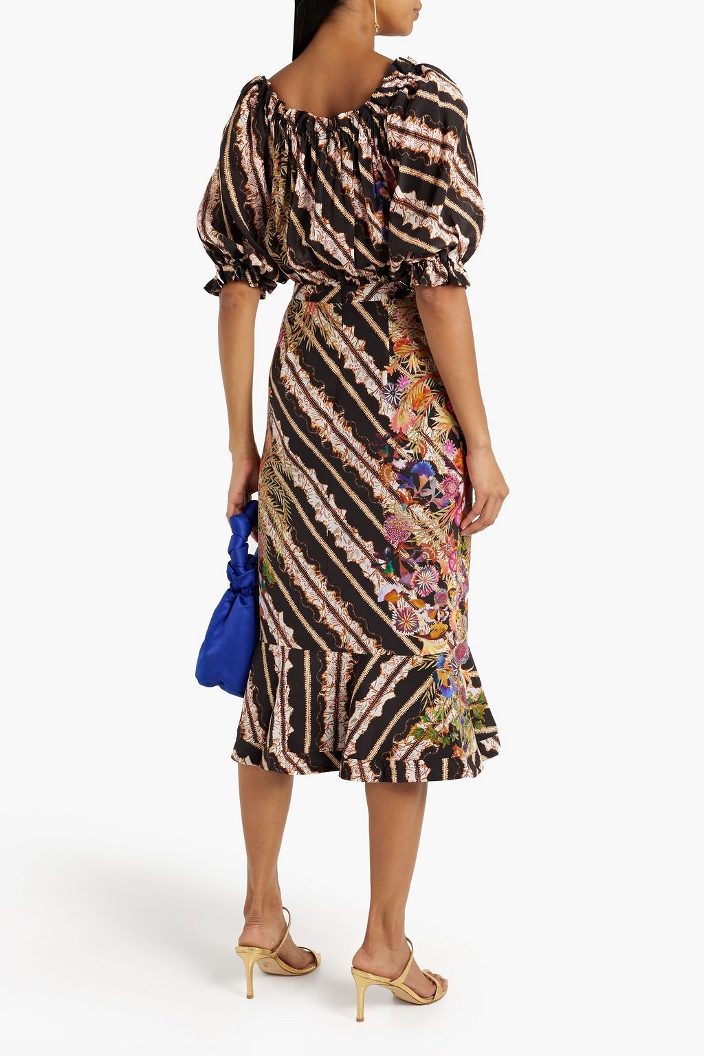 SALONI Olivia wrap-effect printed silk crepe de chine midi dress | THE ...