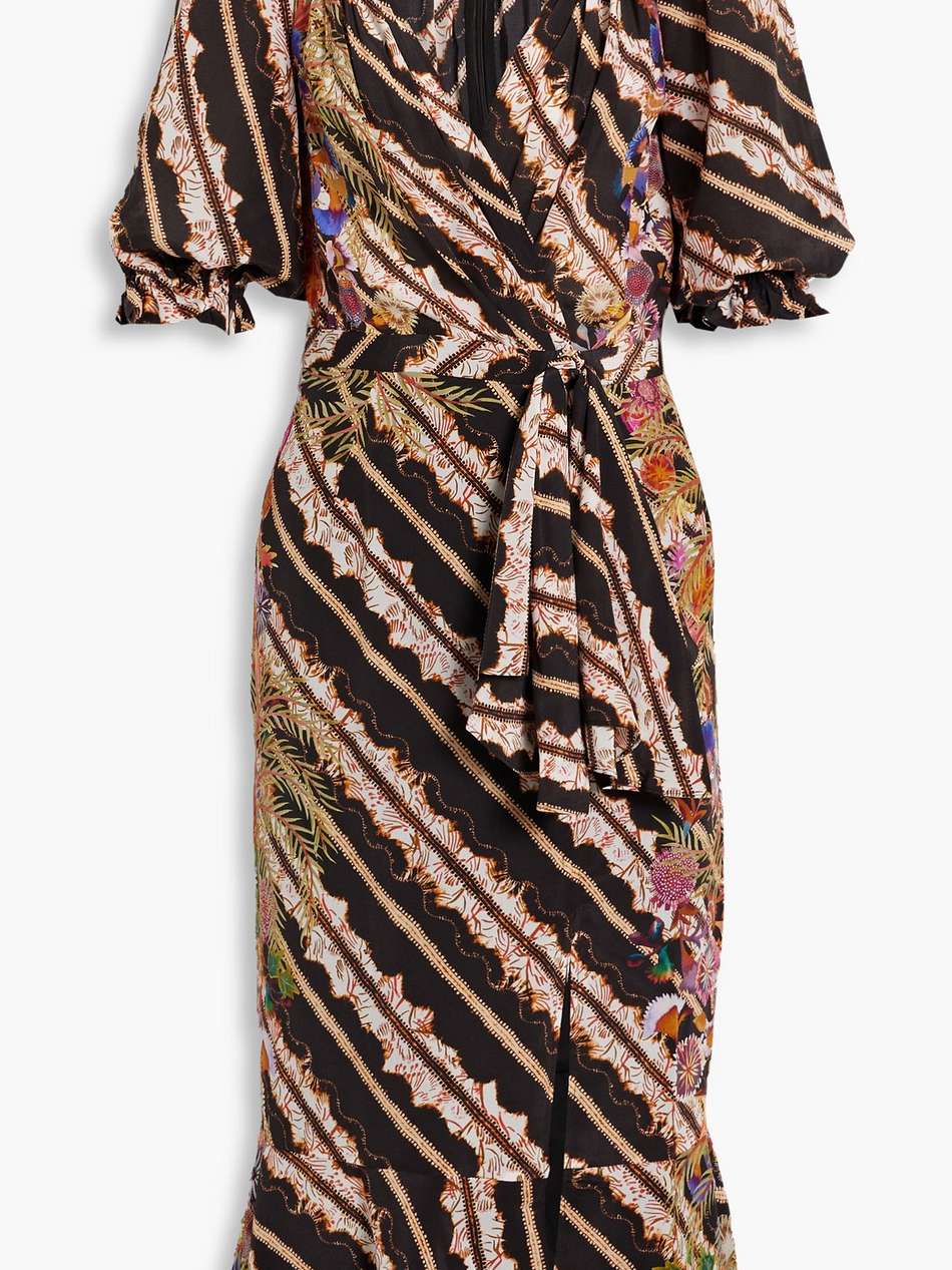 olivia wrap-effect printed silk crepe de chine midi dress