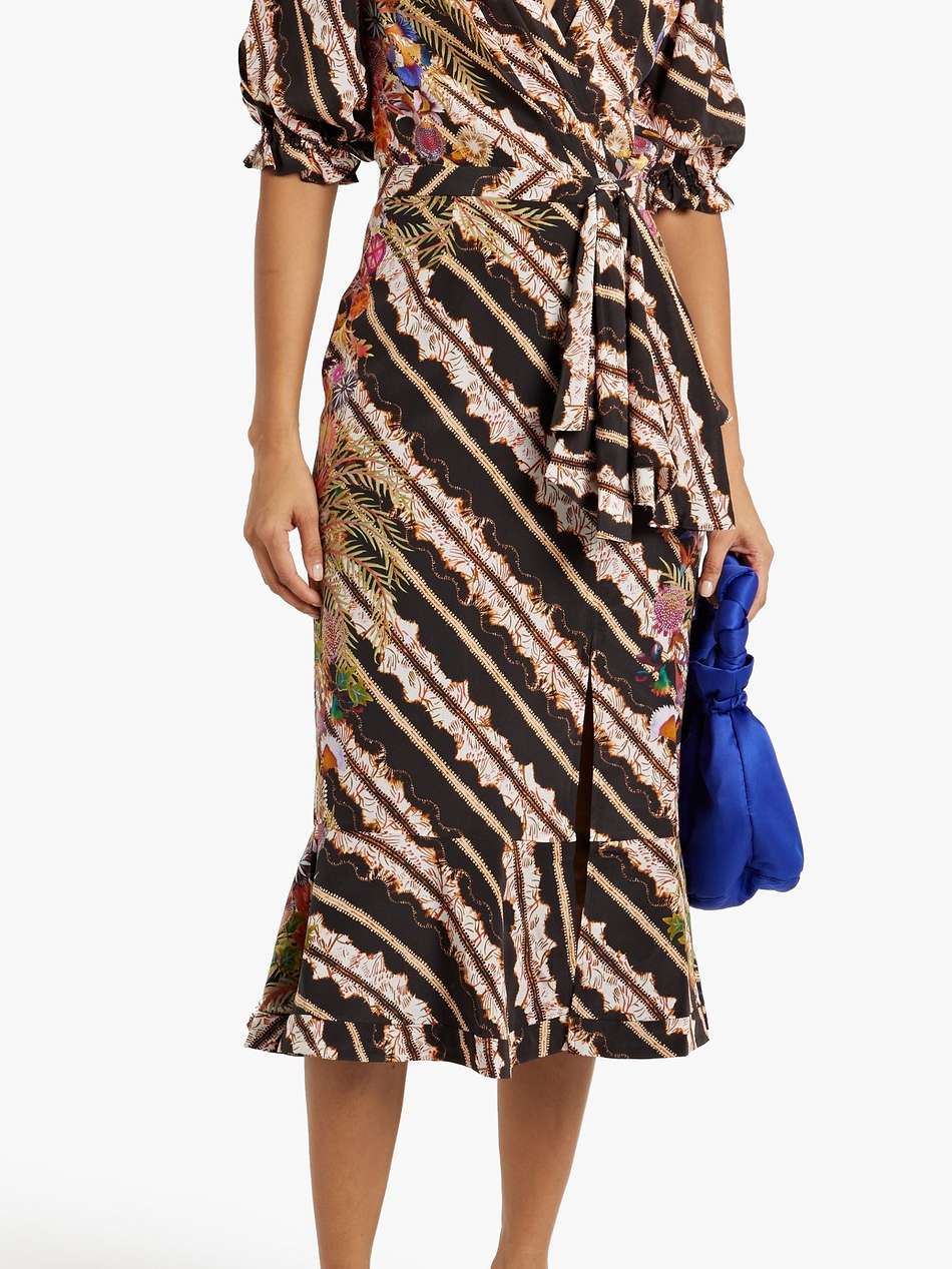 olivia wrap-effect printed silk crepe de chine midi dress